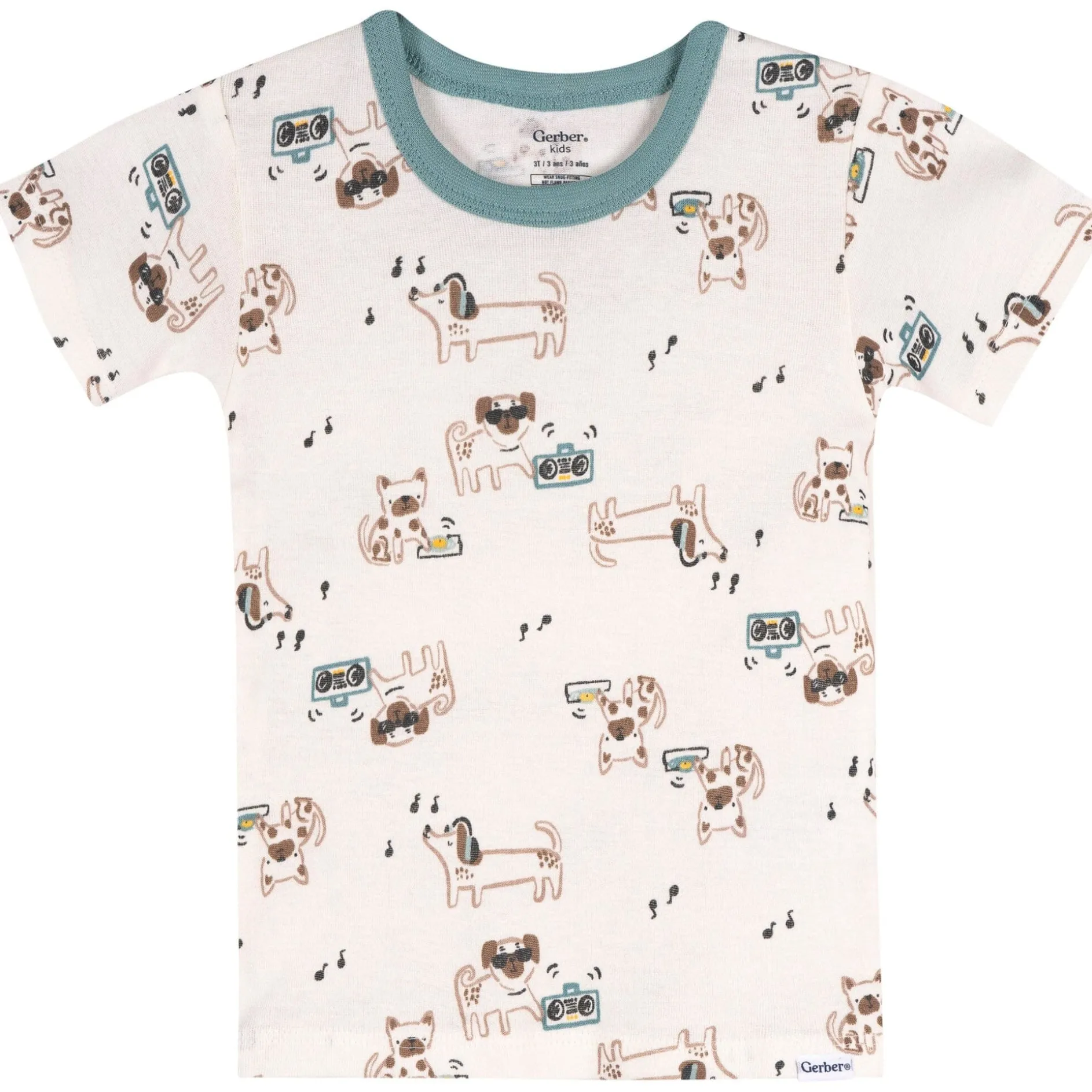 4-Piece Infant & Toddler Boys Musical Dog Cotton Pajama Short Set