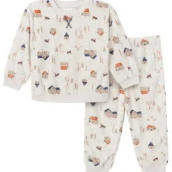 2-Piece Infant & Toddler Boys Oatmeal Village Fleece Pajama Set