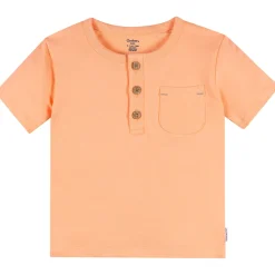 2-Piece Infant & Toddler Boys Peach Lobster Henley Top and Shorts Set