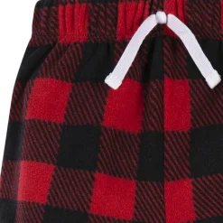 2-Piece Infant & Toddler Boys Red Plaid Fleece Pajamas
