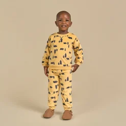 2-Piece Infant & Toddler Boys Yellow Forest Fleece Pajama Set
