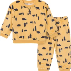 2-Piece Infant & Toddler Boys Yellow Forest Fleece Pajama Set