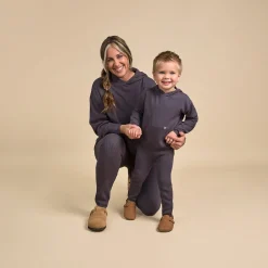 2-Piece Infant & Toddler Dark Grey Hooded Waffle Top and Legging Viscose Set