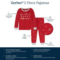 2-Piece Infant & Toddler Gingerbread House Snug Fit Pajama Set