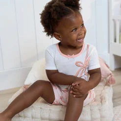 4-Piece Infant & Toddler Girls Ballet Slippers Top and Shorts Pajama Set