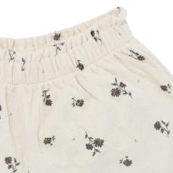 2-Piece Infant & Toddler Girls Beige Floral Top and Shorts Set