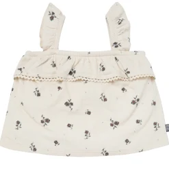 2-Piece Infant & Toddler Girls Beige Floral Top and Shorts Set