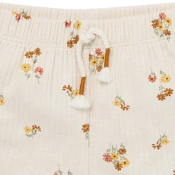 4-Piece Infant & Toddler Girls Beige Flowers Flutter Sleeve Tops and Shorts Set
