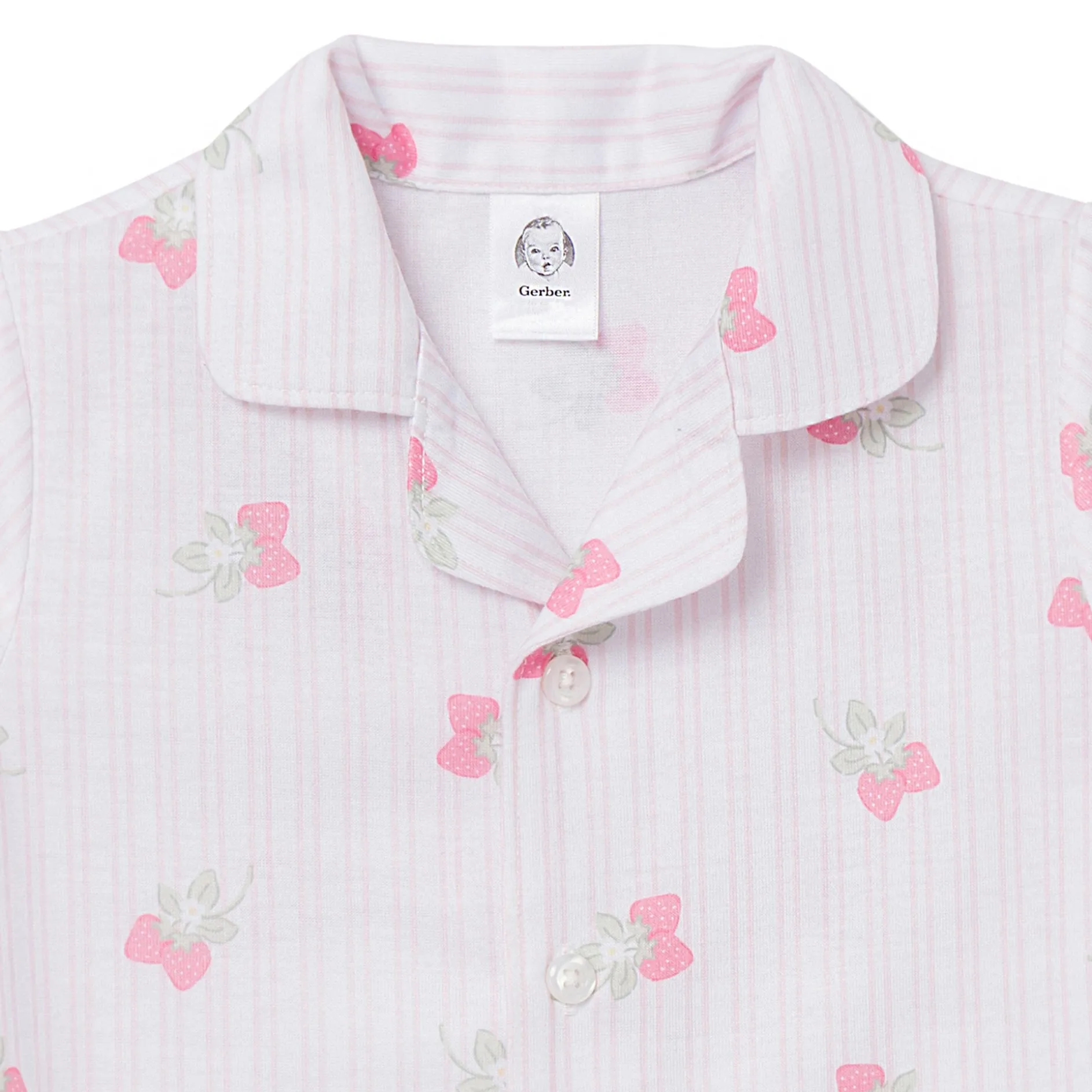 2-Piece Infant & Toddler Girls Berries Button Up Pajama Set