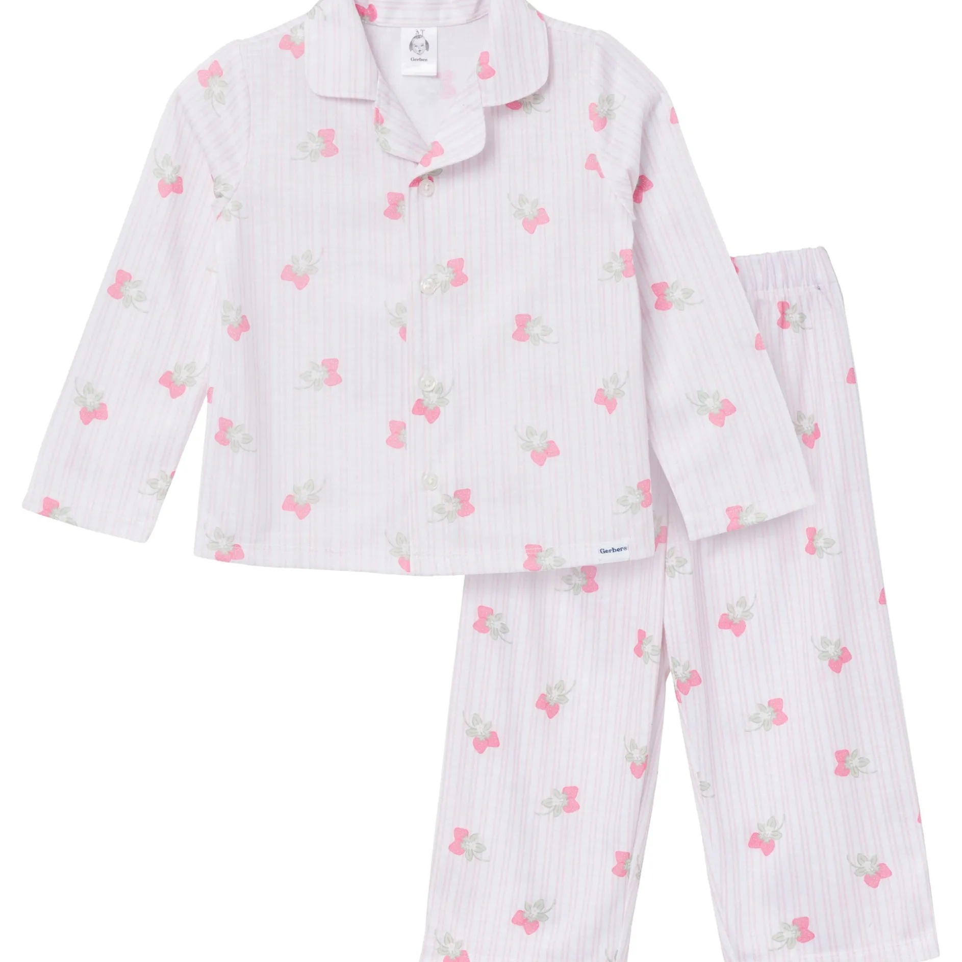 2-Piece Infant & Toddler Girls Berries Button Up Pajama Set