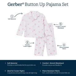 2-Piece Infant & Toddler Girls Berries Button Up Pajama Set