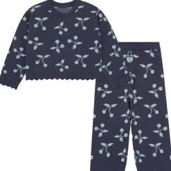 2-Piece Infant & Toddler Girls Blue Cherry Sweater and Pant Set