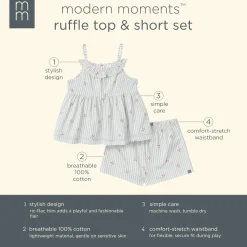 2-Piece Infant & Toddler Girls Cherry Stripes Ruffle Top and Shorts Set
