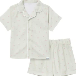 2-Piece Infant & Toddler Girls Cherries Button Up Pajama Shorts Set
