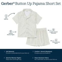 2-Piece Infant & Toddler Girls Cherries Button Up Pajama Shorts Set