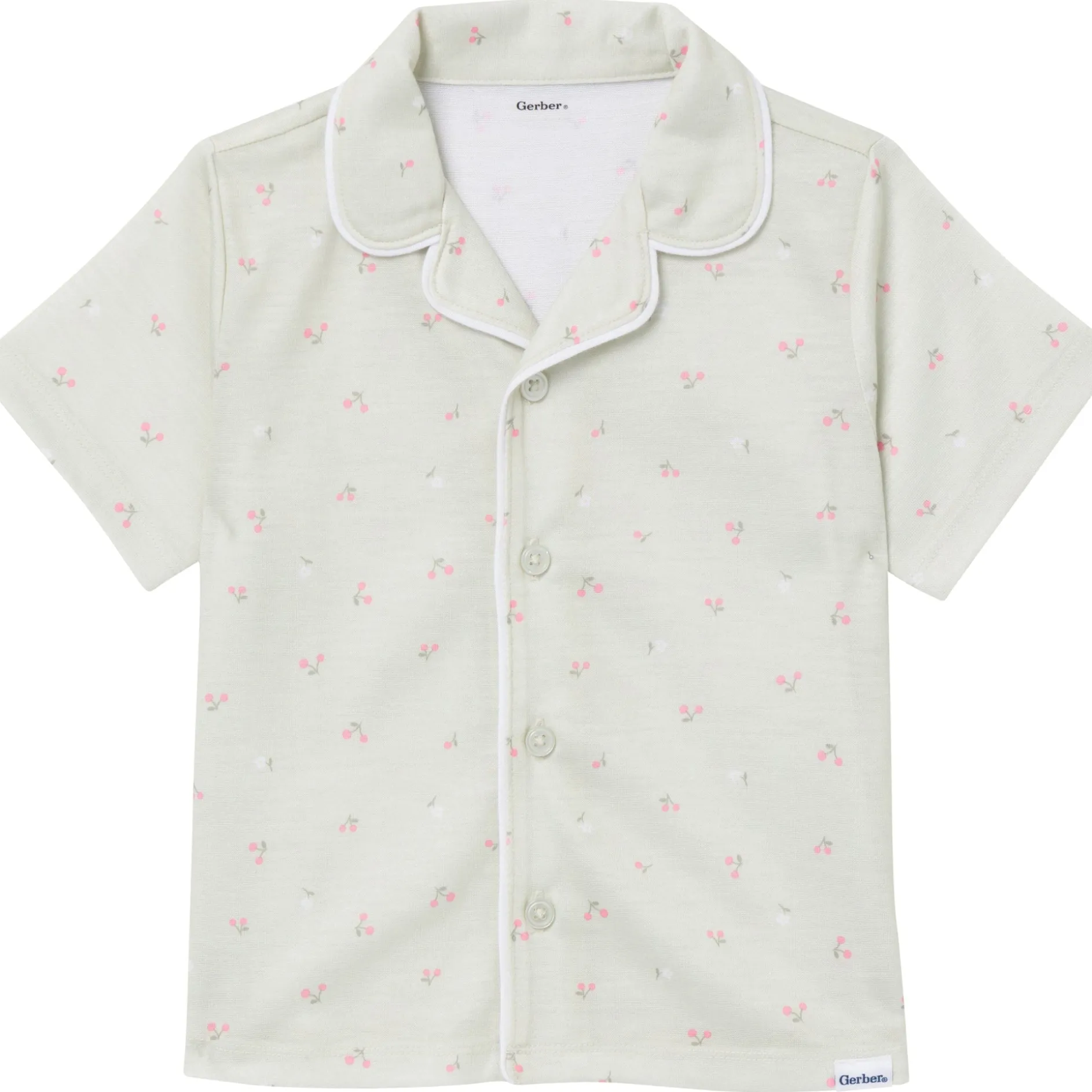 2-Piece Infant & Toddler Girls Cherries Button Up Pajama Shorts Set