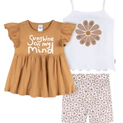 3-Piece Infant & Toddler Girls Daisy Sunshine T-Shirts & Shorts