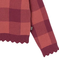 2-Piece Infant & Toddler Girls Dark Rose Large Check Sweater and Pant Set