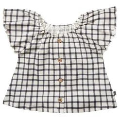 2-Piece Infant & Toddler Girls Dark Grey Plaid Ruffled Sleeve Top & Wide Leg Shorts Set