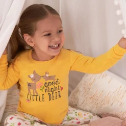 4-Piece Infant & Toddler Girls Deer Snug Fit Cotton Pajamas