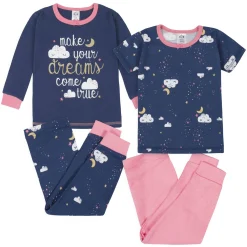 4-Piece Infant & Toddler Girls Dreams Snug Fit Cotton Pajamas