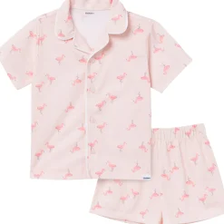 2-Piece Infant & Toddler Girls Flamingoes Button Up Pajama Shorts Set