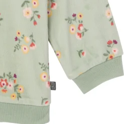 2-Piece Infant & Toddler Girls Green Flower Fleece Pajama Set
