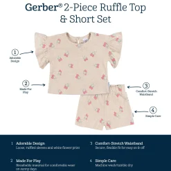 2-Piece Infant & Toddler Girls Heather Strawberry Shirt and Shorts Set