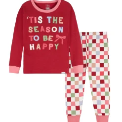 2-Piece Infant & Toddler Girls Holiday Check Snug Fit Pajama Set