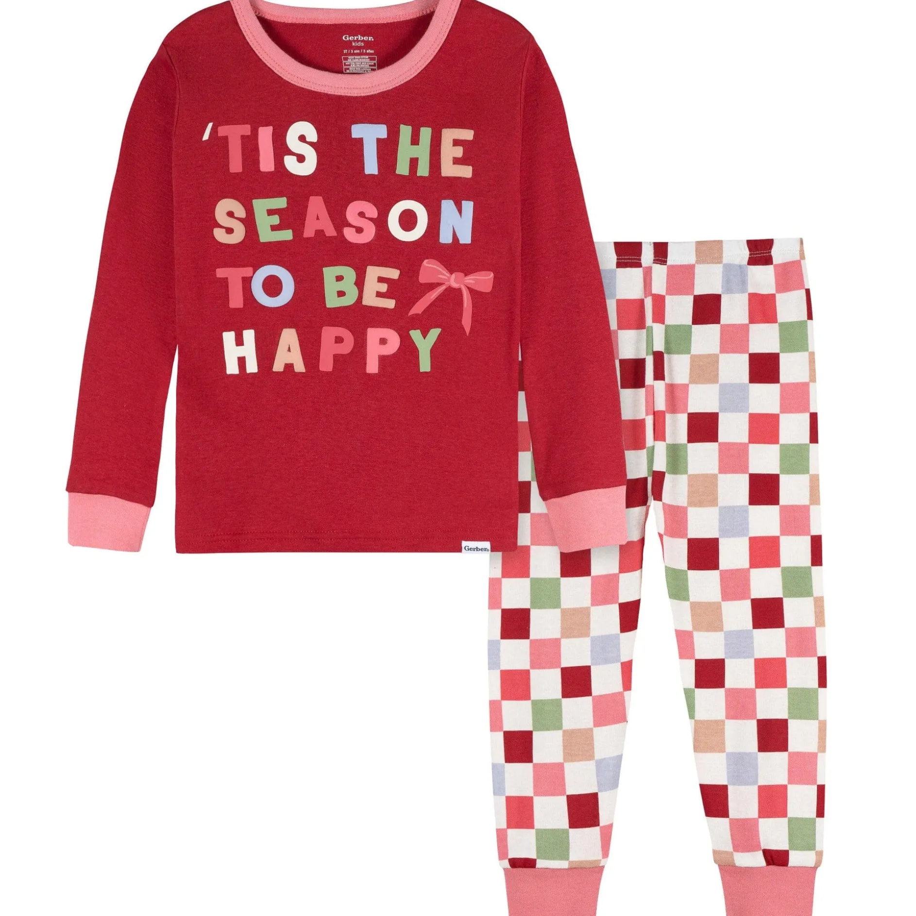 2-Piece Infant & Toddler Girls Holiday Check Snug Fit Pajama Set