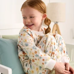 2-Piece Infant & Toddler Girls Ivory Floral Fleece Pajamas