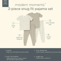 4-Piece Infant & Toddler Girls Lemon Vines Viscose Snug Fitting Pajamas