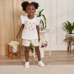 3-Piece Infant & Toddler Girls Lemons Shirts and Shorts Set