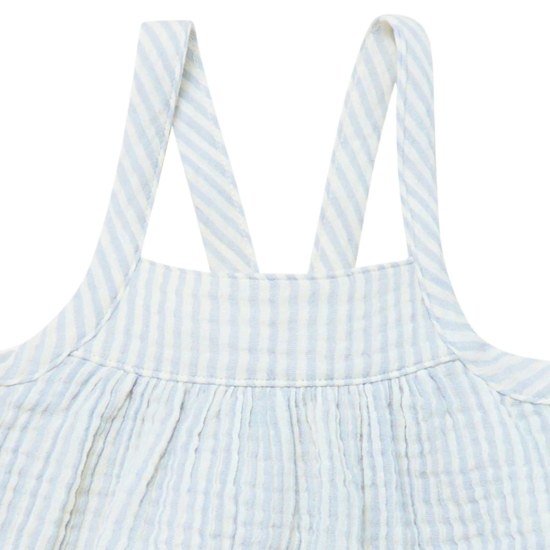 2-Piece Infant & Toddler Girls Light Blue Stripe Cropped Pants Set