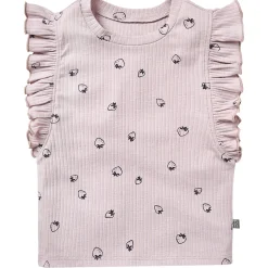 2-Piece Infant & Toddler Girls Lilac Strawberry Ruffled Sleeveless Top & Wide Leg Shorts Set