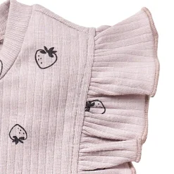 2-Piece Infant & Toddler Girls Lilac Strawberry Ruffled Sleeveless Top & Wide Leg Shorts Set