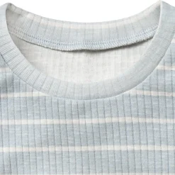 2-Piece Infant & Toddler Girls Light Blue Stripe Ruffled Sleeveless Top & Wide Leg Shorts Set