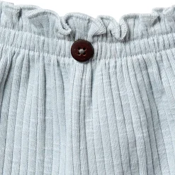 2-Piece Infant & Toddler Girls Light Blue Stripe Ruffled Sleeveless Top & Wide Leg Shorts Set