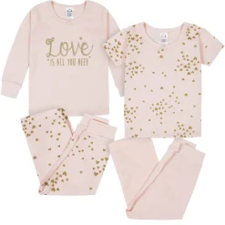 4-Piece Infant & Toddler Girls Love Snug Fit Cotton Pajamas