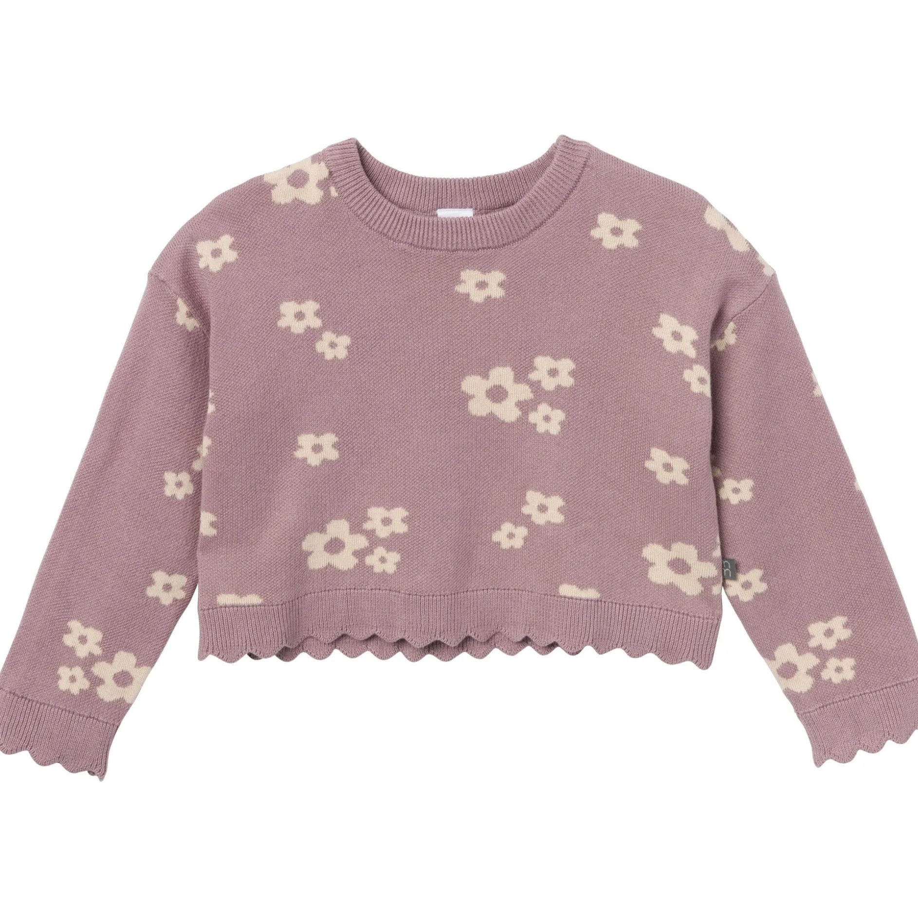 2-Piece Infant & Toddler Girls Medium Lilac Cluster Jacquard Sweater and Pant Set