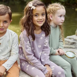 2-Piece Infant & Toddler Girls Medium Lilac Cluster Jacquard Sweater and Pant Set
