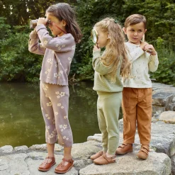 2-Piece Infant & Toddler Girls Medium Lilac Cluster Jacquard Sweater and Pant Set