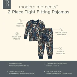 2-Piece Infant & Toddler Girls Navy Floral Hacci Pajama Set
