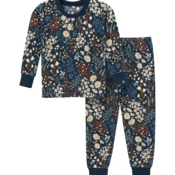 2-Piece Infant & Toddler Girls Navy Floral Hacci Pajama Set