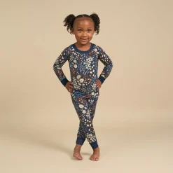 2-Piece Infant & Toddler Girls Navy Floral Hacci Pajama Set