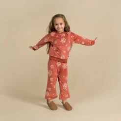 2-Piece Infant & Toddler Girls Red Bouquet Fleece Pajama Set