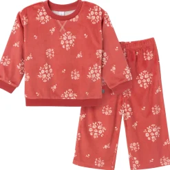 2-Piece Infant & Toddler Girls Red Bouquet Fleece Pajama Set