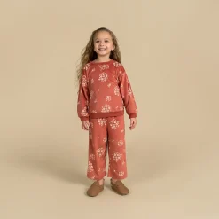 2-Piece Infant & Toddler Girls Red Bouquet Fleece Pajama Set