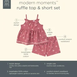 2-Piece Infant & Toddler Girls Rose Bouquet Ruffle Top and Shorts Set