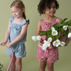 2-Piece Infant & Toddler Girls Rose Bouquet Ruffle Top and Shorts Set